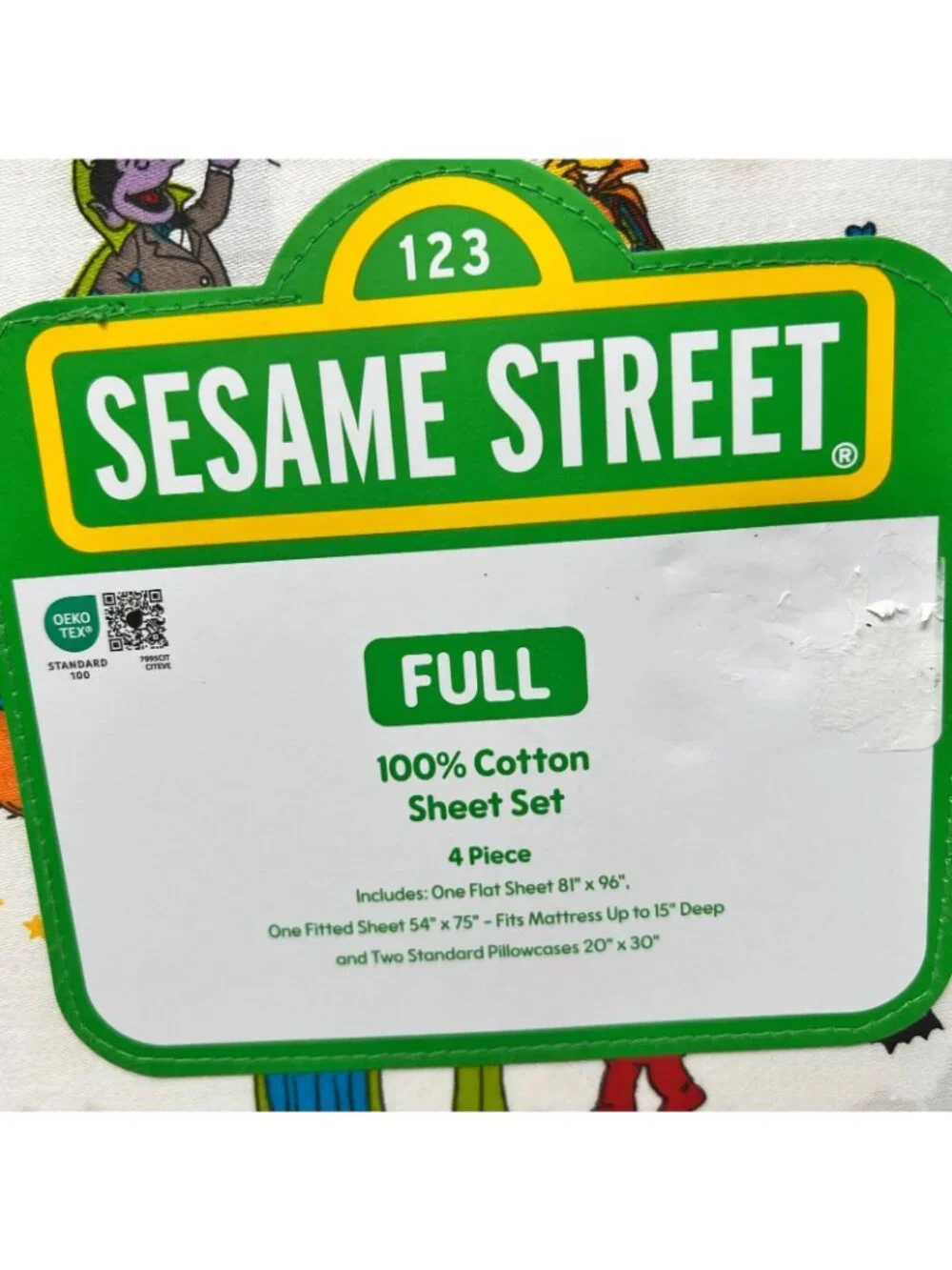 Sesame Street Halloween Full Size Sheet Set 100% Cotton Trick or Treating